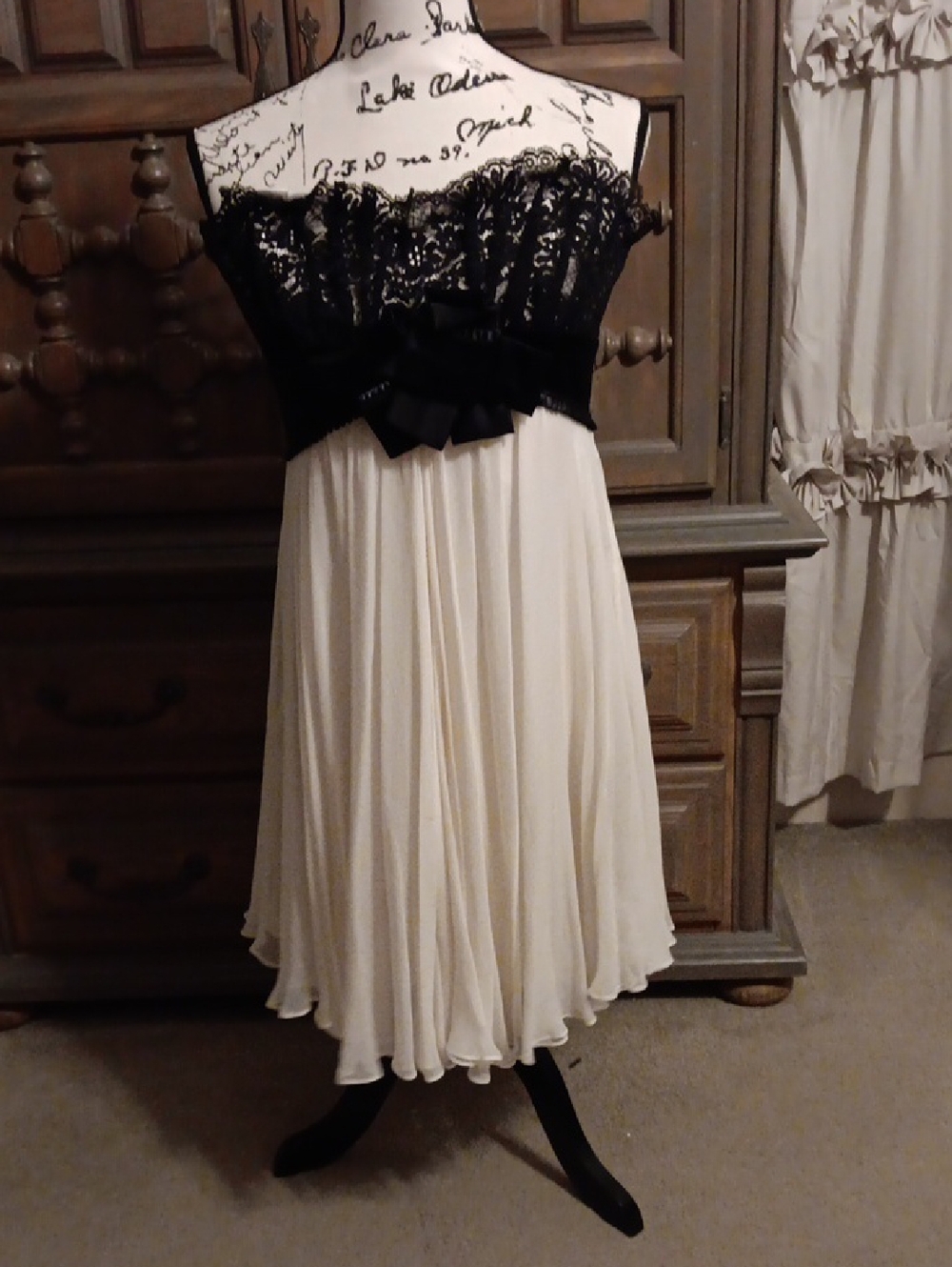 Marchesa Black Lace with Ivory Bodice Dress